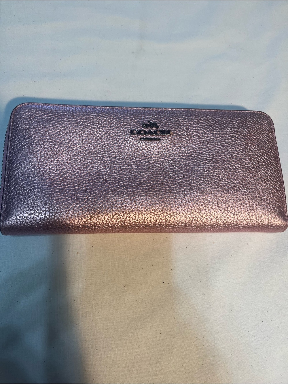 Coach Metallic Rose Gold Zip-Around Wallet